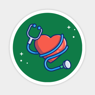 Heart With Stethoscope Cartoon Magnet